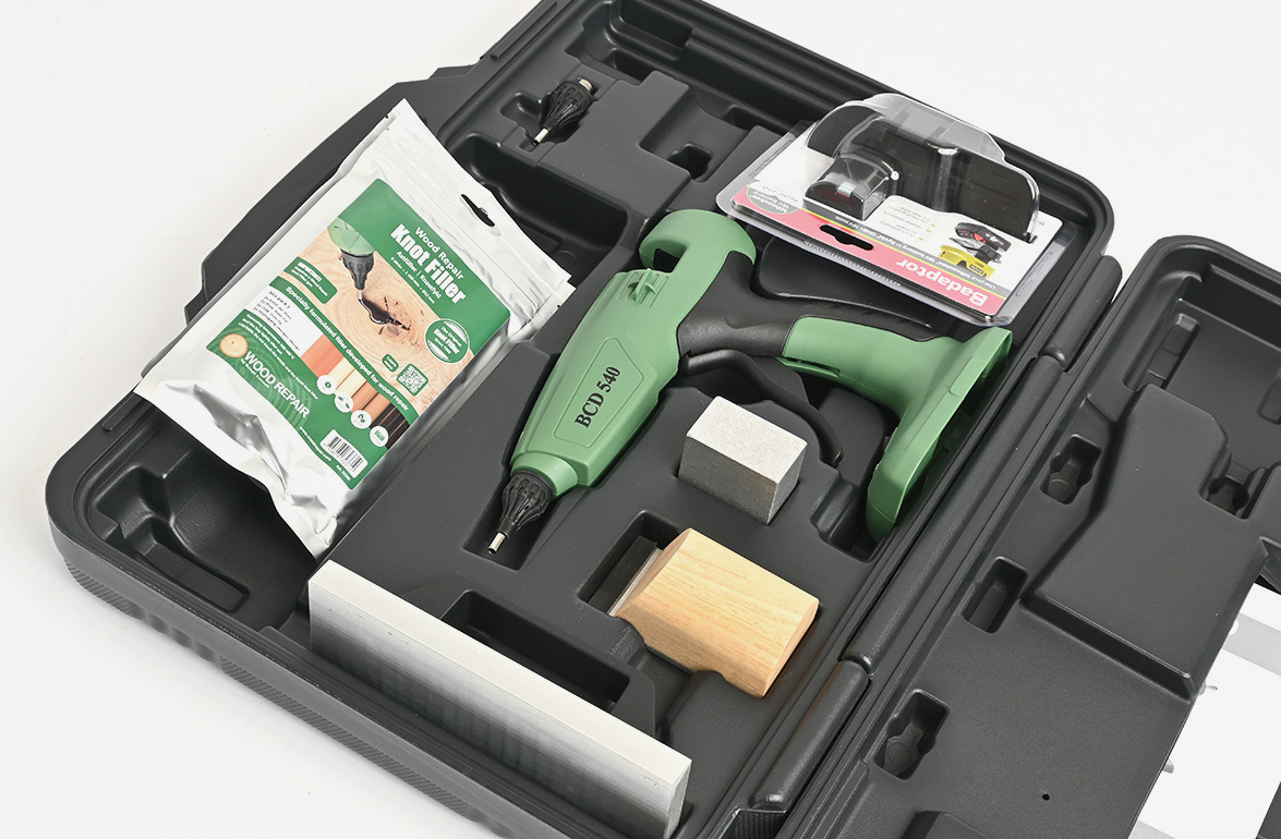 Wood Repair AKKU startkit i kuffert, inkl. batteripistol og batteriadapter